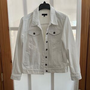 NWOT Seethrusoul White Denim Jacket
